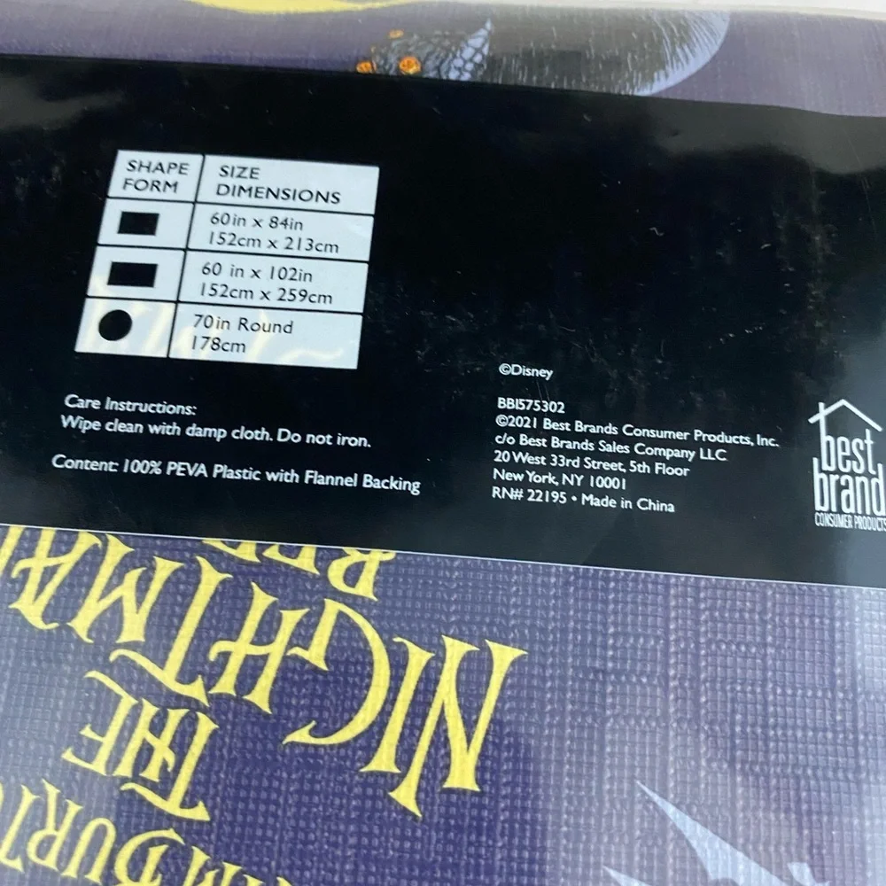 NEW Vinyl Tablecloth The Nightmare Before Christmas 70” Round Jack Disney